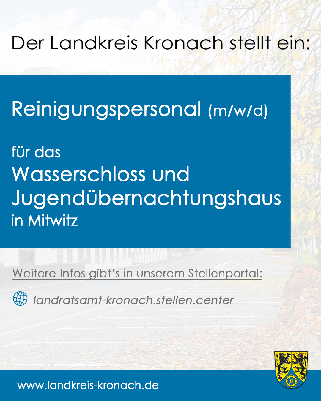 Reinigungspersonal (m/w/d) für das Wasserschloss und Jugendübernachtungshaus in Mitwitz